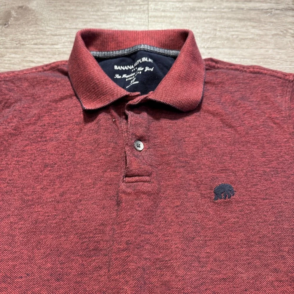 Banana Republic Polo Shirt Mens Small Maroon Logo Pique Short Sleeve Preppy